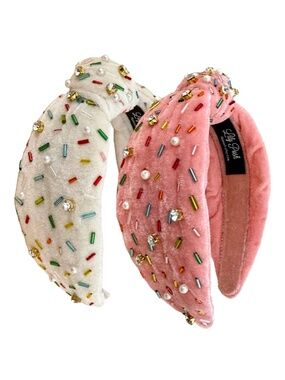 Lily Posh Velvet Sprinkle Headband, Pink Velvet Knot Headband